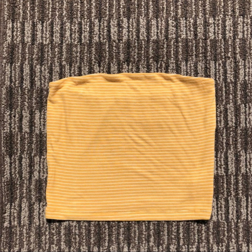 Yellow and white striped American Eagle Soft & Sexy ribbed tube